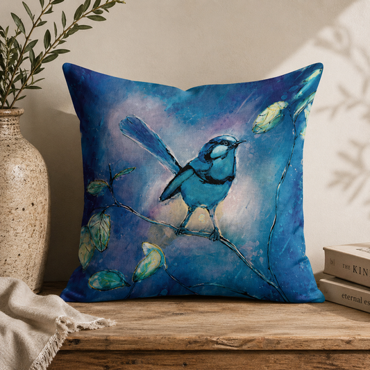 Blue Wren Cushion Cover