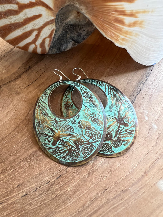 Etched Dragonfly Earrings