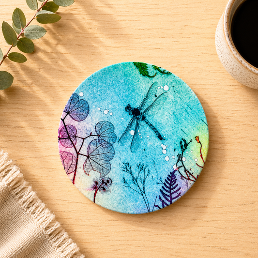 Ocean Dragonfly Ceramic Coaster
