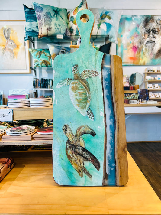 Wood and Resin Serving Board - Turtle