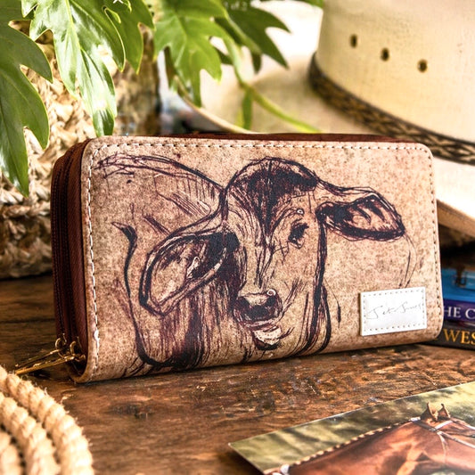 Brown Calf double zipper Wallet