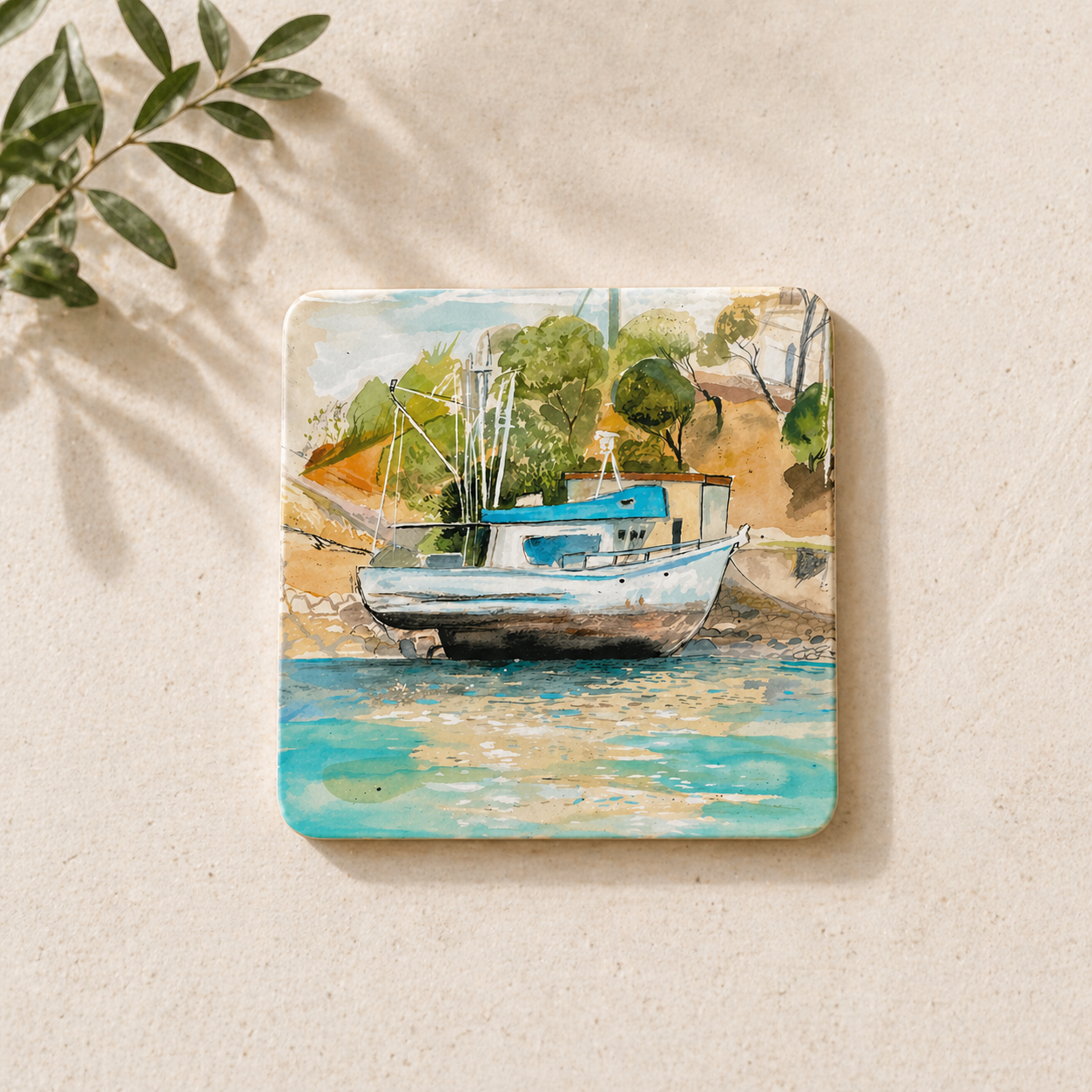 Ross Creek Boat Ceramic Coaster