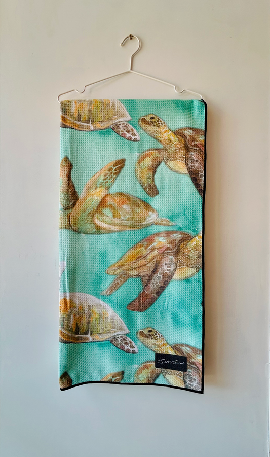 LOW STOCK Turtles Sand-Free Waffle Beach Towel