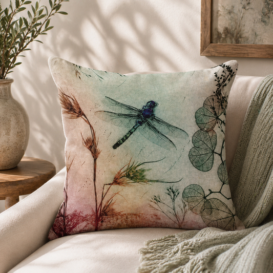 Rustic Dragonfly Cushion Cover