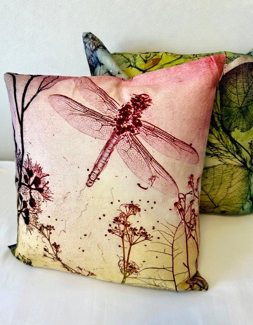 Pink Dragonfly Cushion Cover