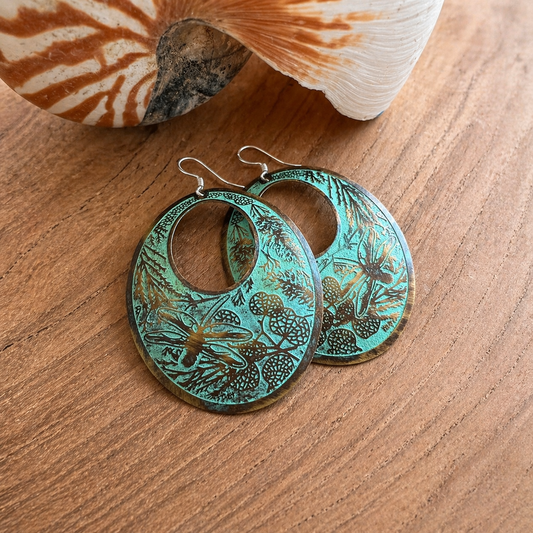 Etched Dragonfly Earrings