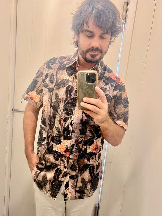 Cotton Hibiscus Design Shirt