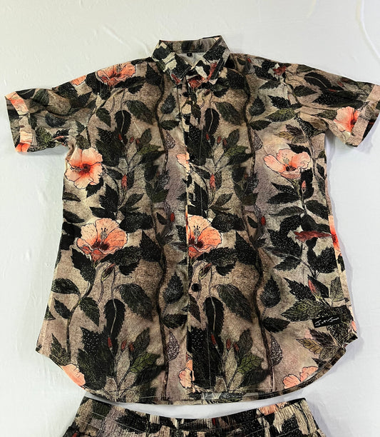 Cotton Hibiscus Design Shirt