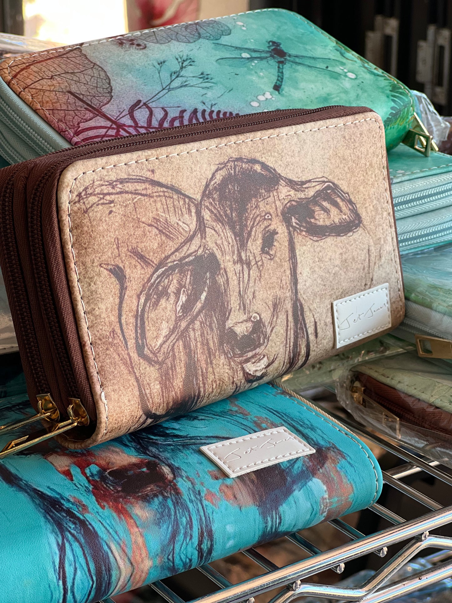 Brown Calf double zipper Wallet