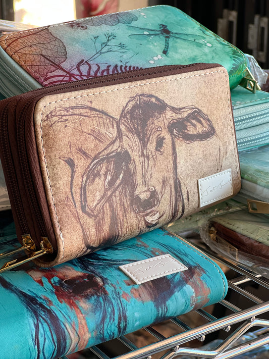 Brown Calf double zipper Wallet