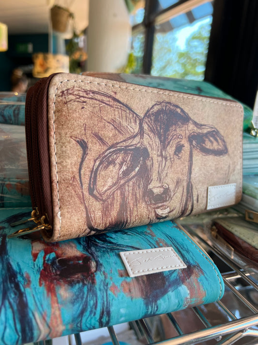 Brown Calf double zipper Wallet