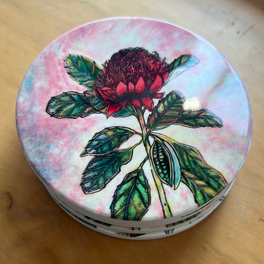 Waratah Ceramic Coaster