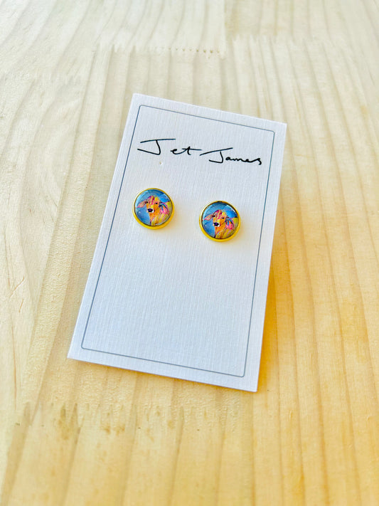 Stud Earrings -Rainbow Cow