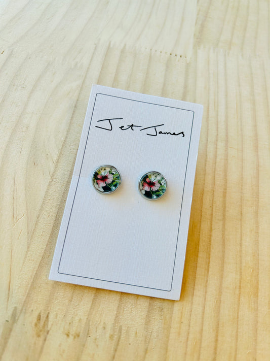 Stud Earrings - Hibiscus
