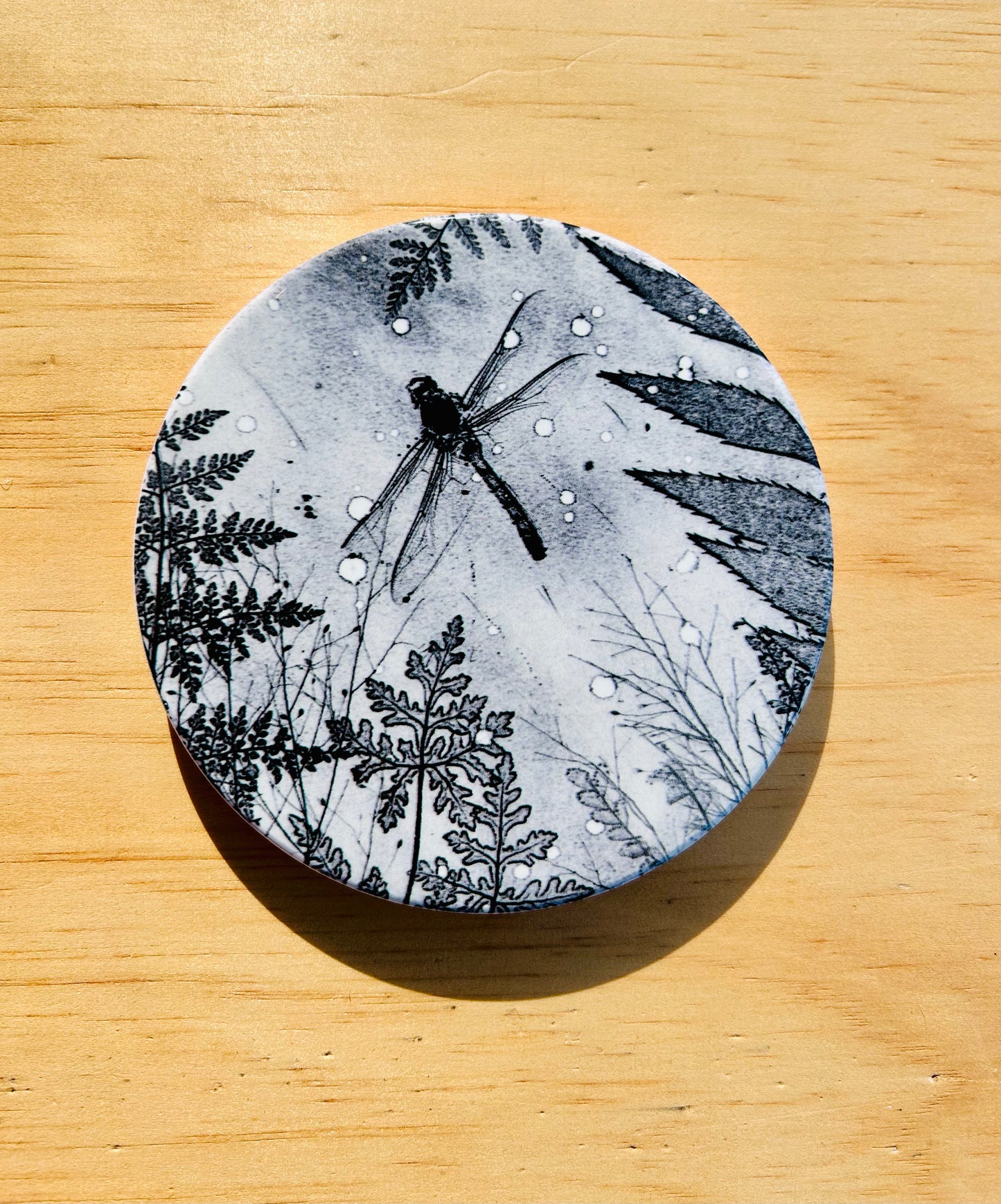 Dark Dragonfly Ceramic Coaster