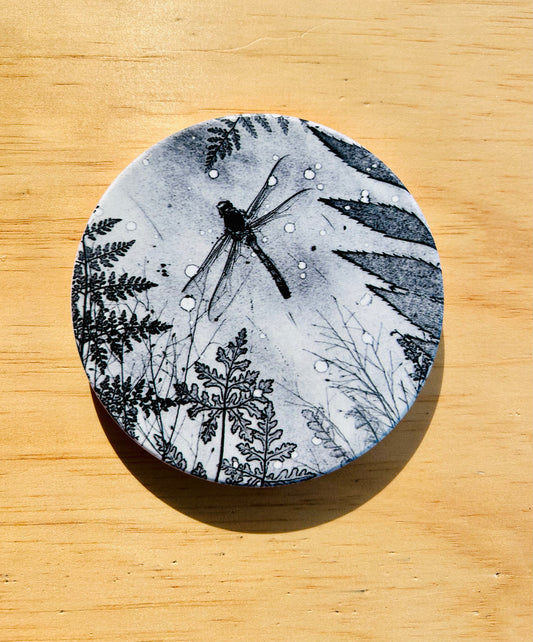 Dark Dragonfly Ceramic Coaster