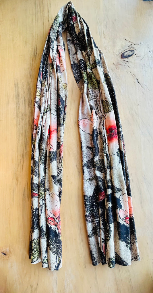 Dark Hibiscus Scarf