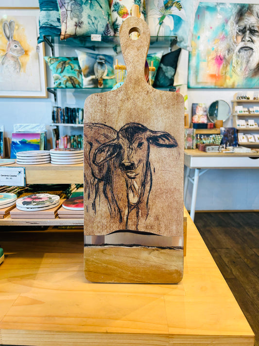 Wood and Resin Serving Board - Brown Calf