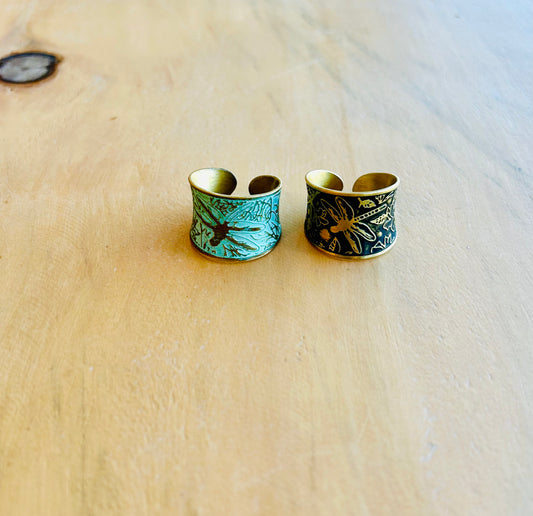 Etched Dragonfly Ring Cuff