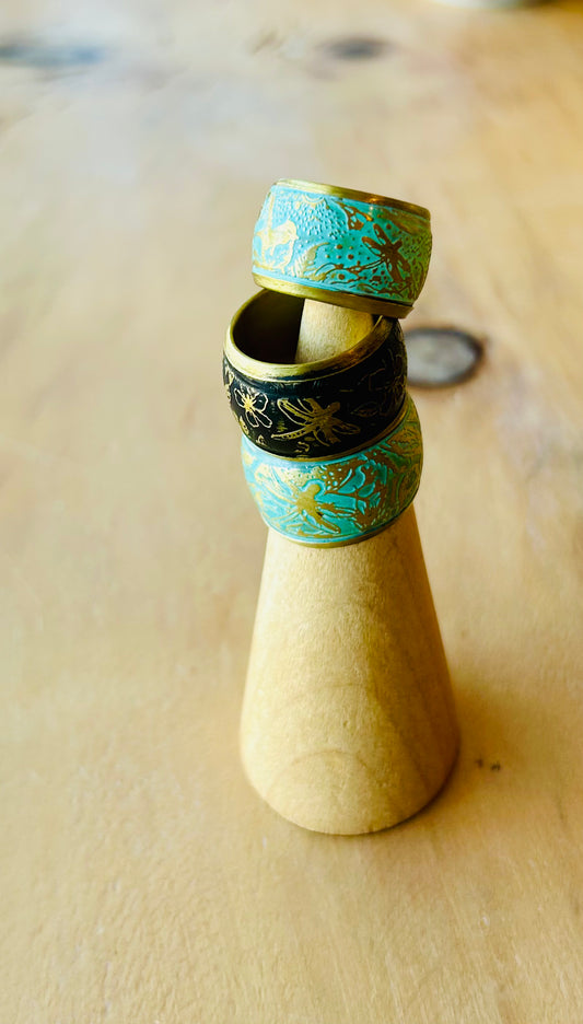 Etched Dragonfly Ring