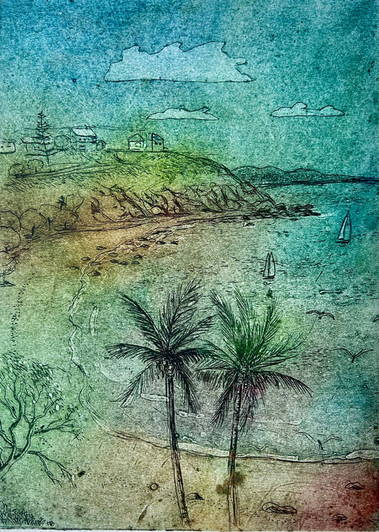 'Cooee Bay' Original Collagraph