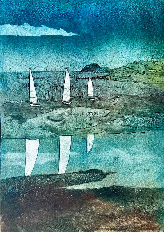 'The Regatta' Original Collagraph