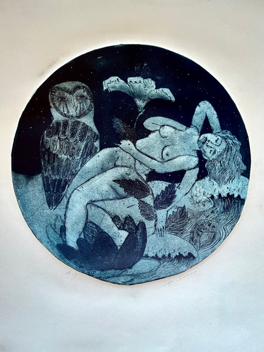 "Born from a Lotus Flower" - Original Collagraph