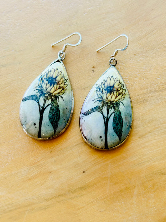 Handmade Metal Earrings - Sunflower