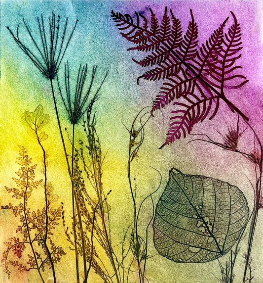 'Indigo Leaves 2018' Original Etching