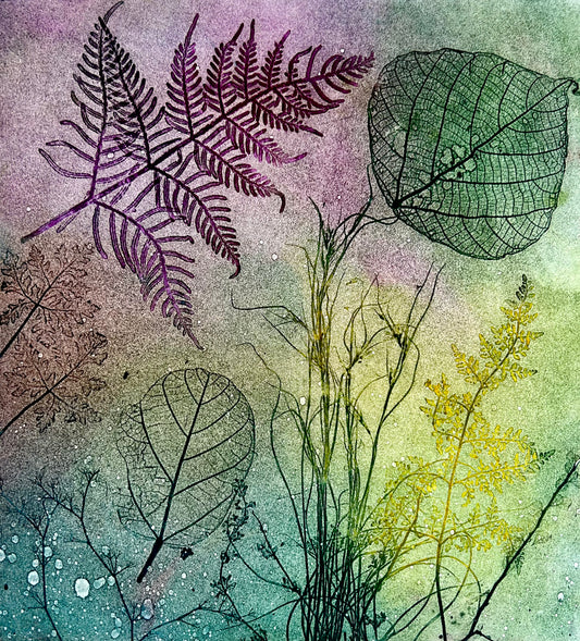 'Indigo Leaves' Original Etching