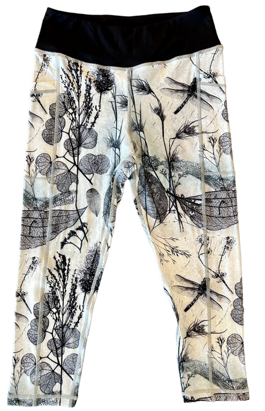 3/4 Length 'Light & Dark Dragonfly' Leggings