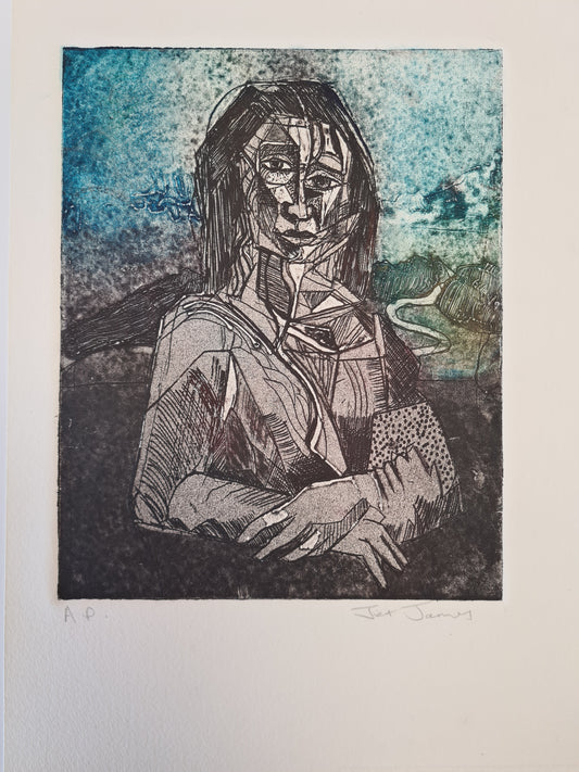 'Mona' Original Collagraph