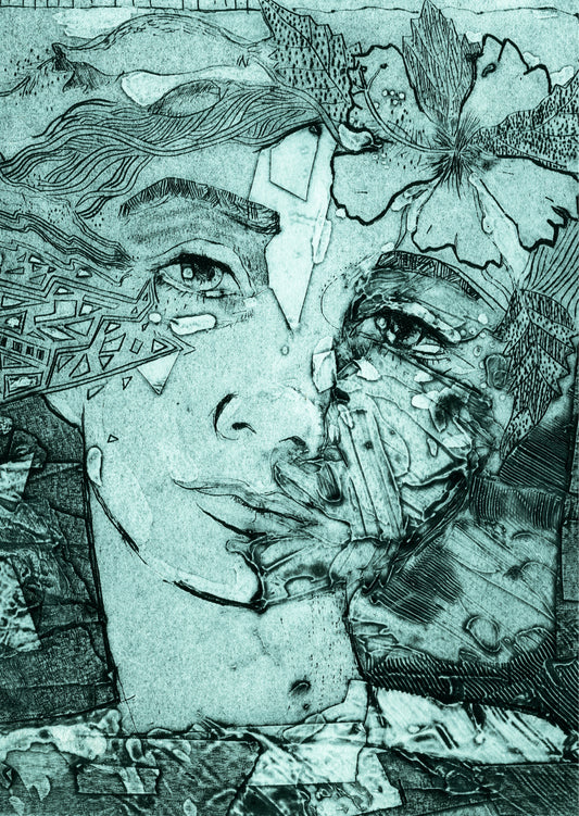 'Blue Abstract Face' Fine Art Print