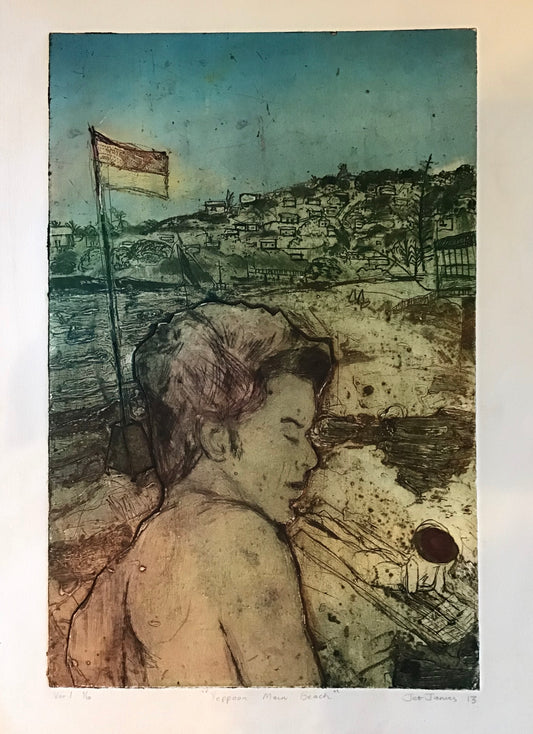 “Yeppoon Main Beach” Original Collagraph