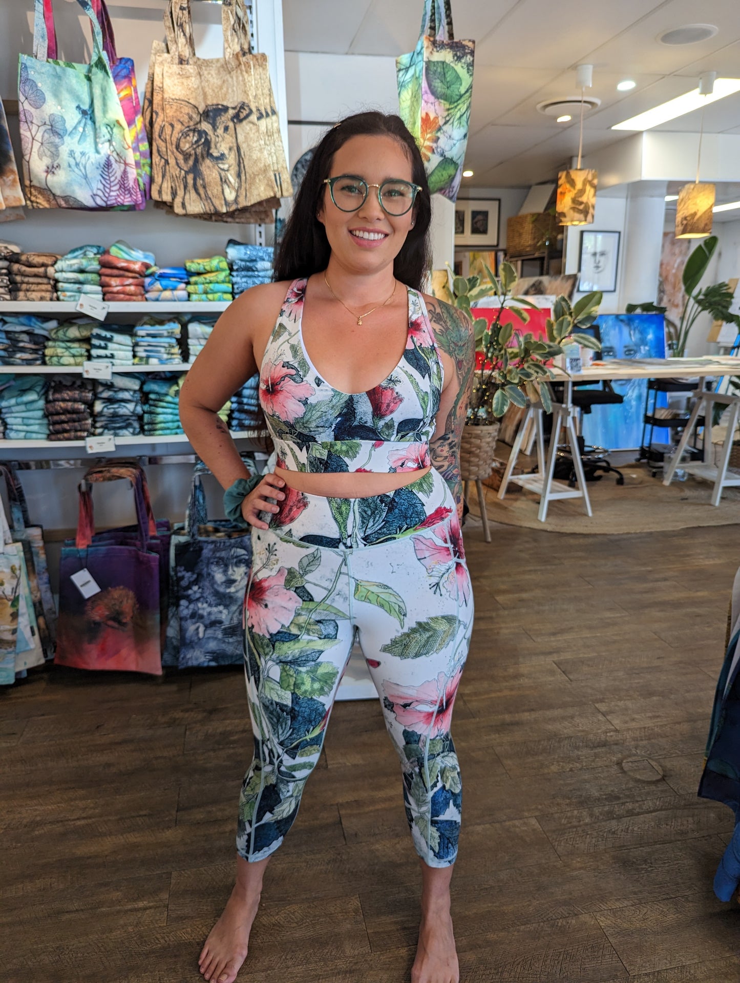 3/4 Length 'Hibiscus' Leggings