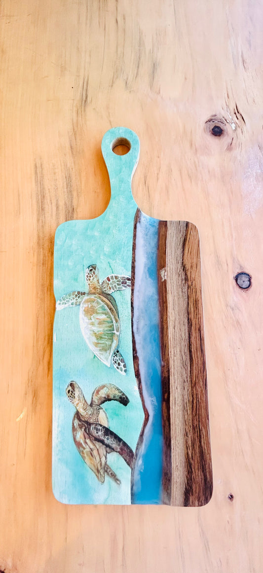 Wood and Resin Serving Board - Turtle