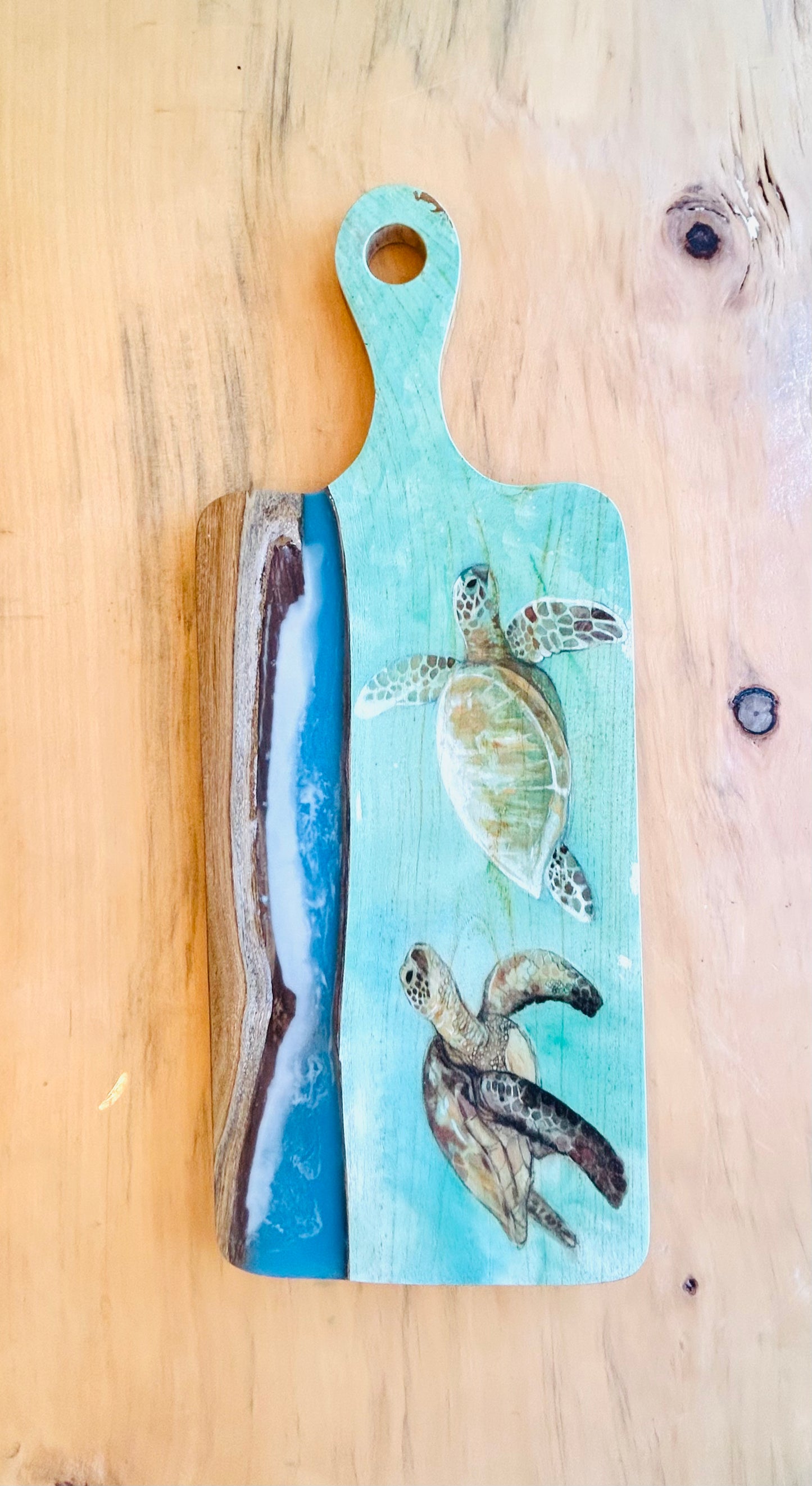 Wood and Resin Serving Board - Turtle