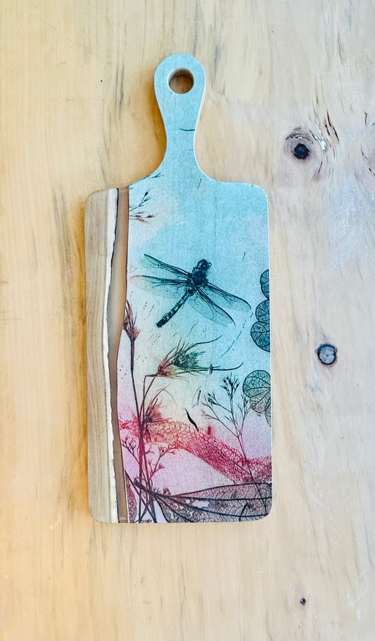 Wood and Resin Serving Board - Warm Dragonfly