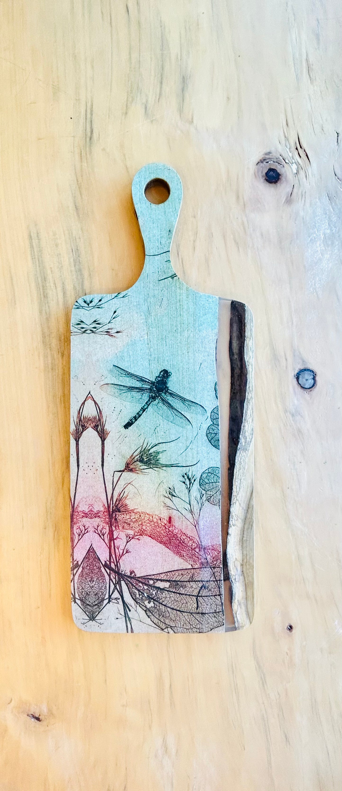 Wood and Resin Serving Board - Warm Dragonfly