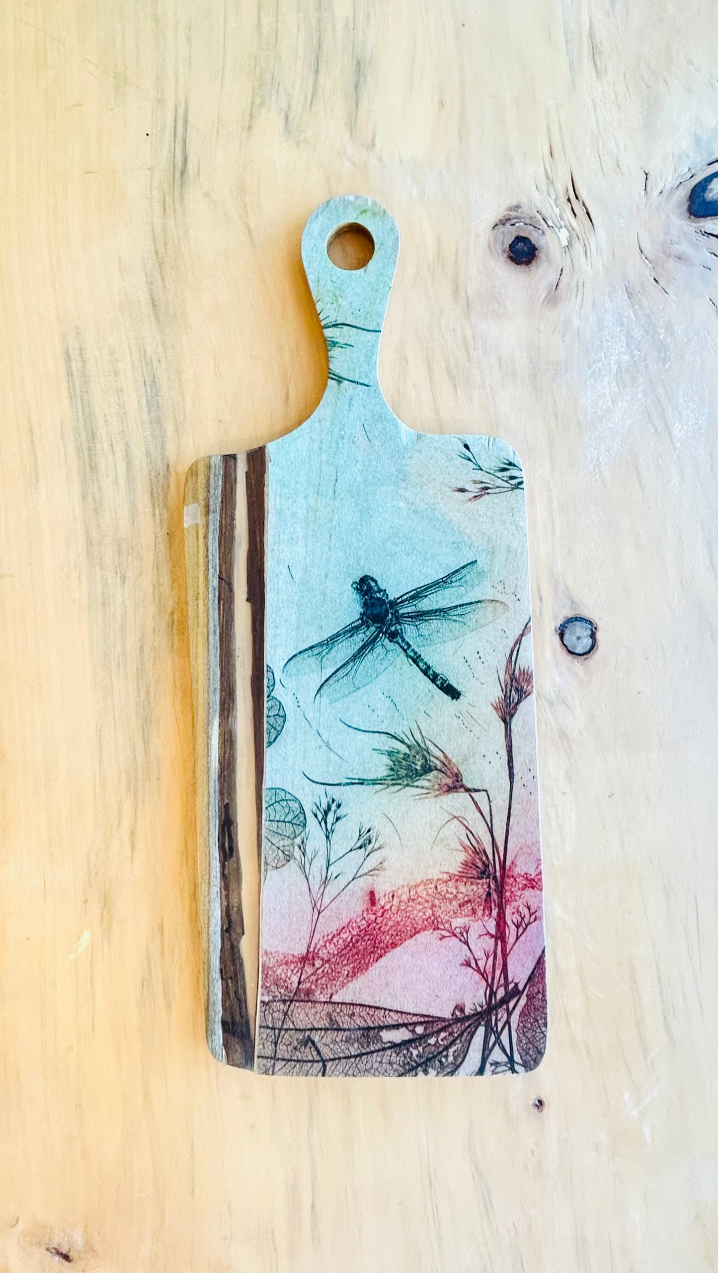 Wood and Resin Serving Board - Warm Dragonfly