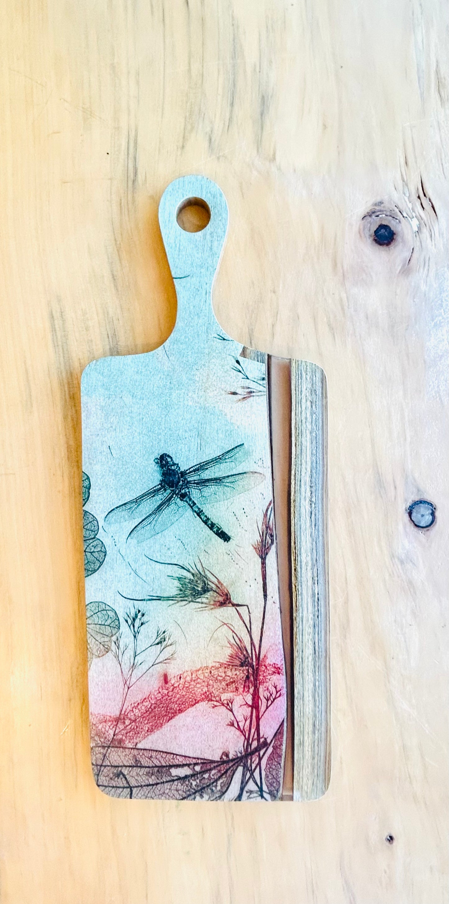 Wood and Resin Serving Board - Warm Dragonfly