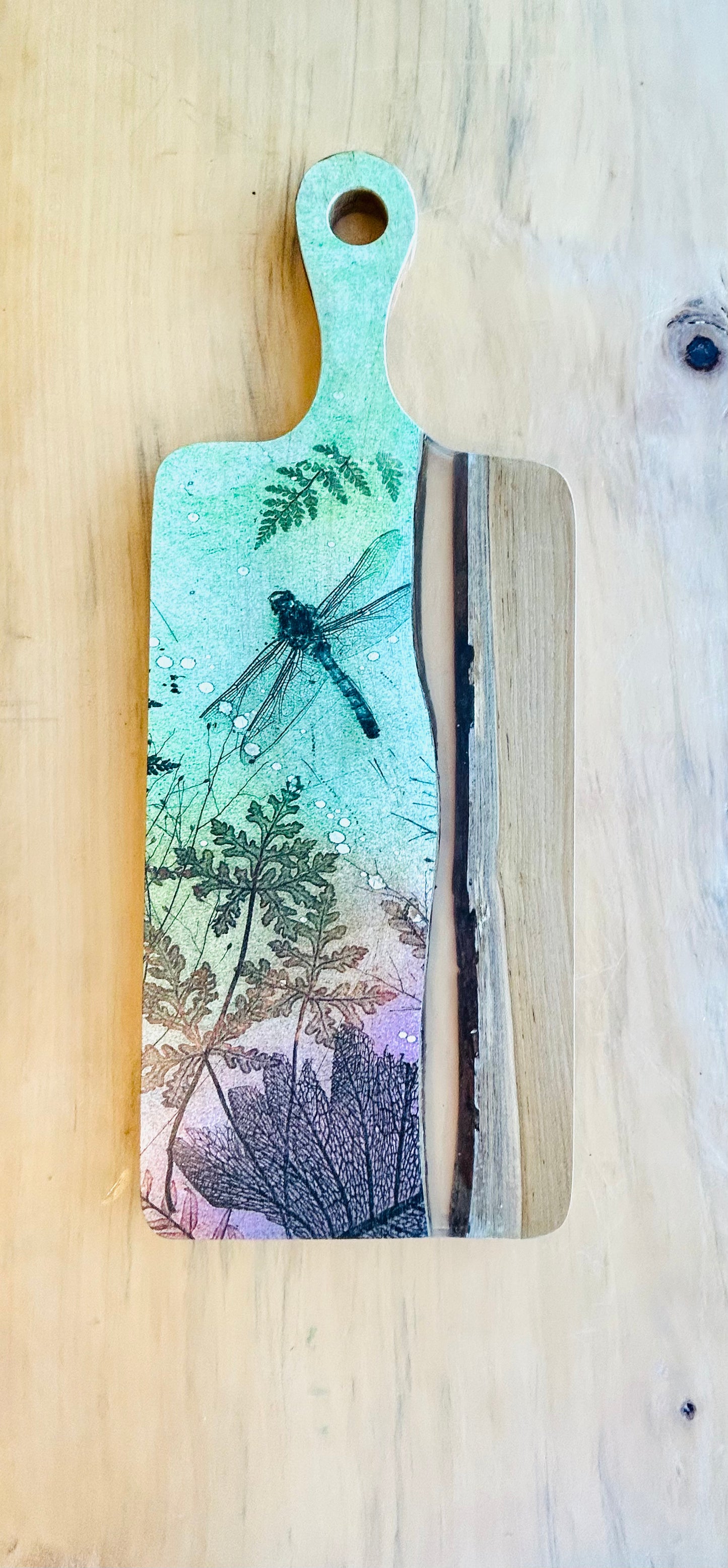 Wood and Resin Serving Board - Bliss Dragonfly