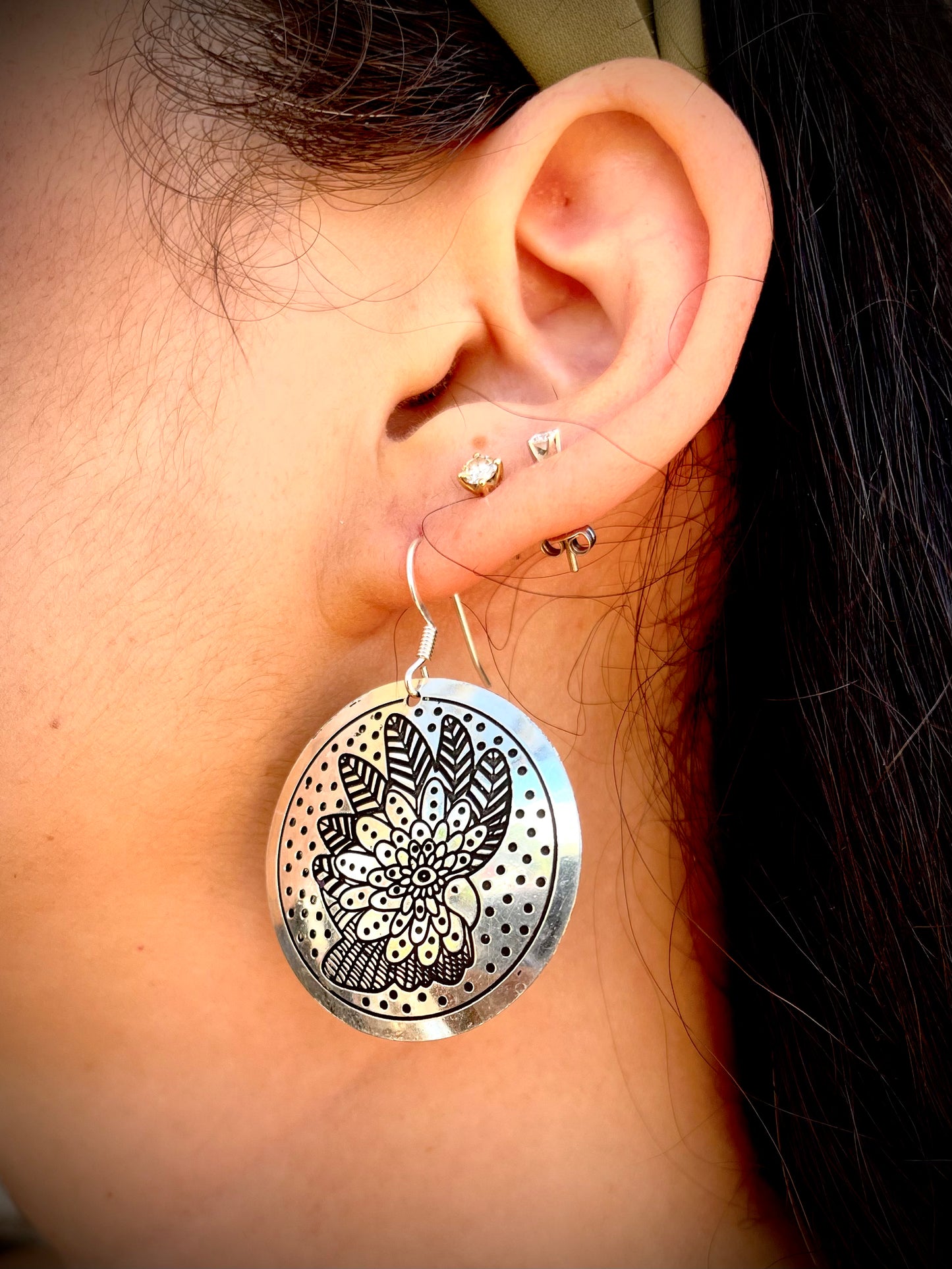Etched Brass Metal Earrings - Mystic Cockatoo