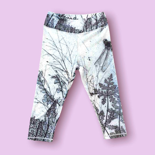 3/4 Length 'Black and White Dragonfly' Leggings