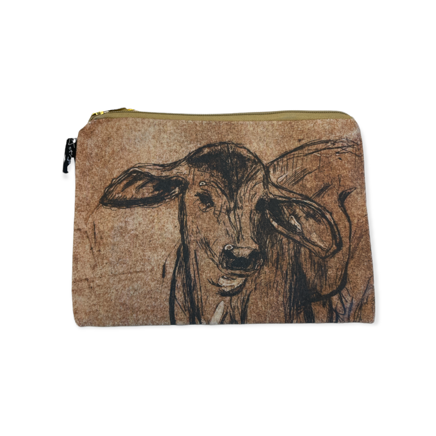 Canvas Zipper Pouch - Brown Calf