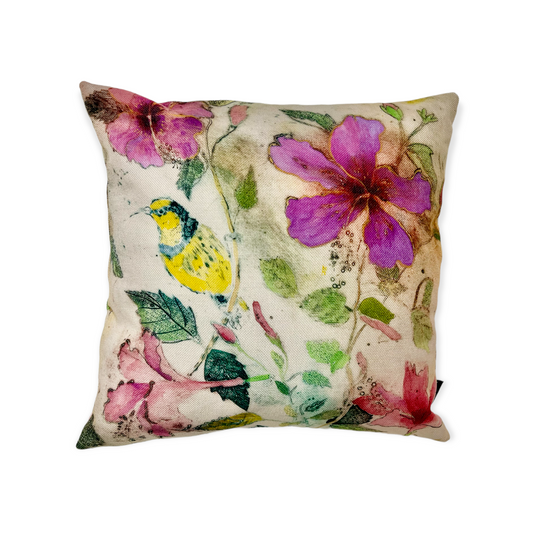 Sunbird and Hibiscus Cushion Cover