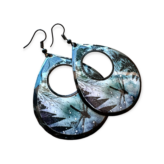 Handmade Metal Earrings - Dark Dragonfly