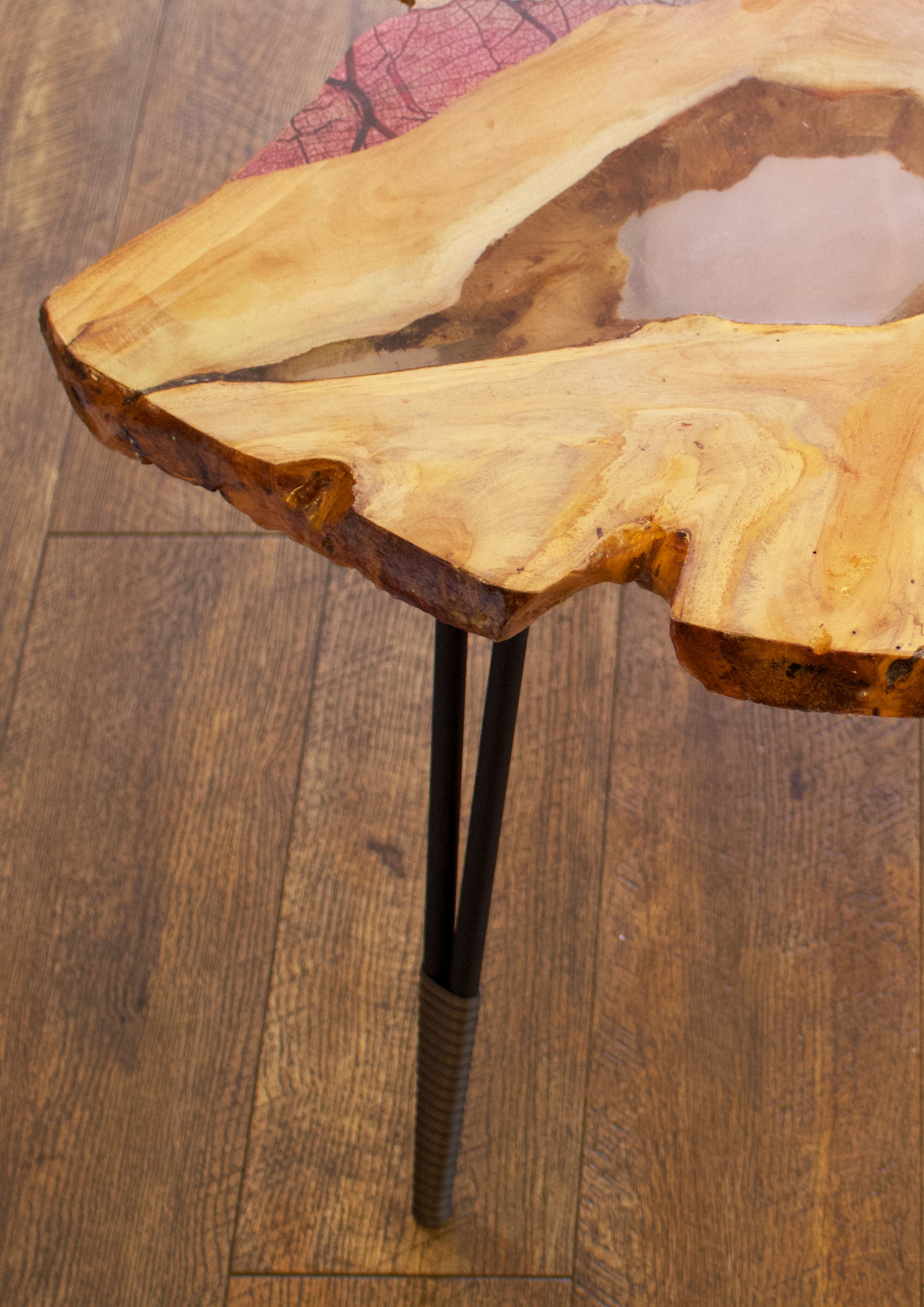 Raw-Edge Teak Wood and Resin Coffee Table (Large)