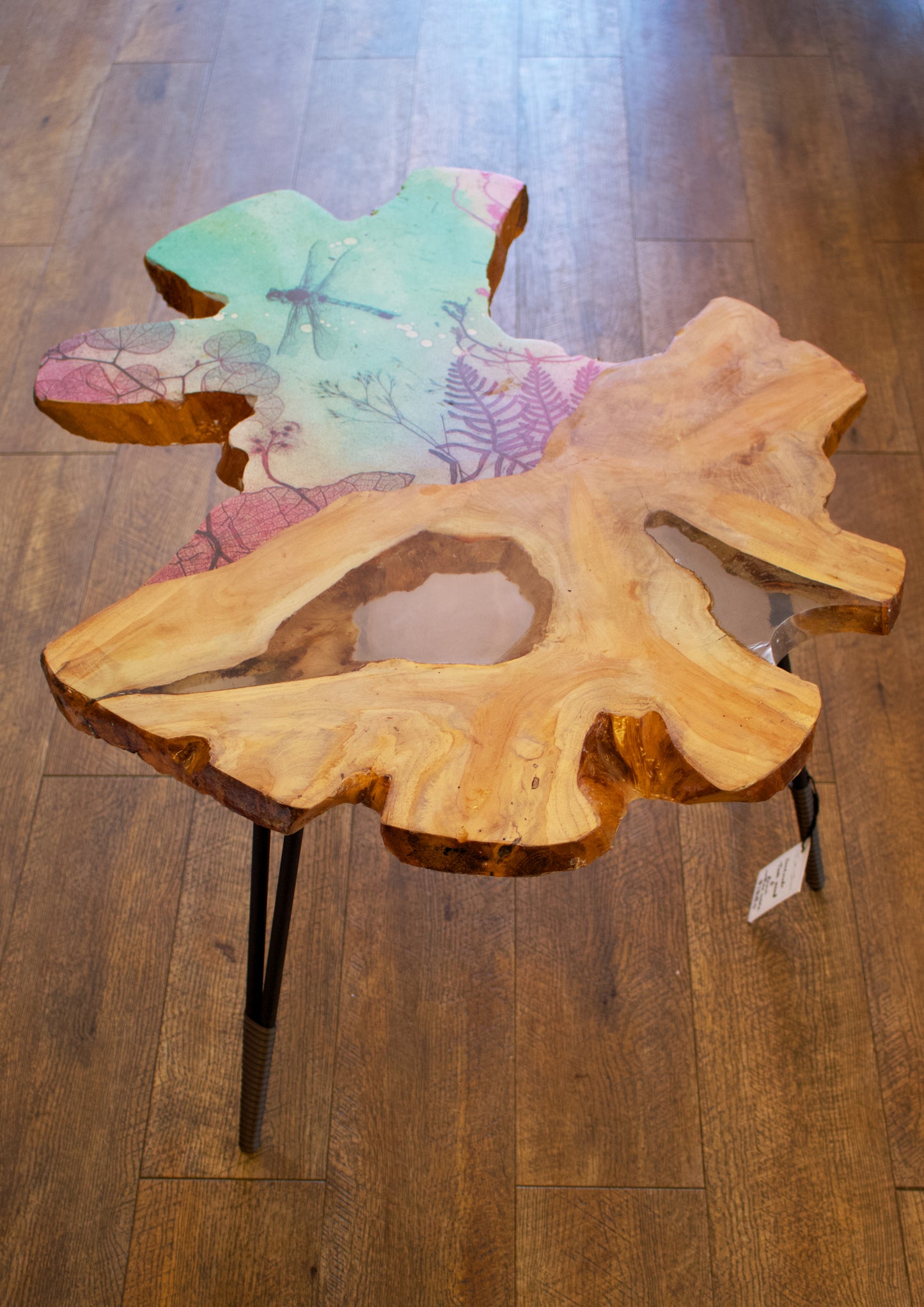 Raw-Edge Teak Wood and Resin Coffee Table (Large)