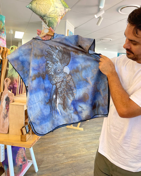 Kids Sand-Free Towel Hoodie - Black Cockatoo